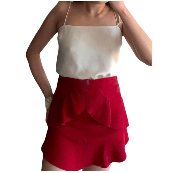 Bardot Red Ruffle Mini Skirt - Picture 2 of 5